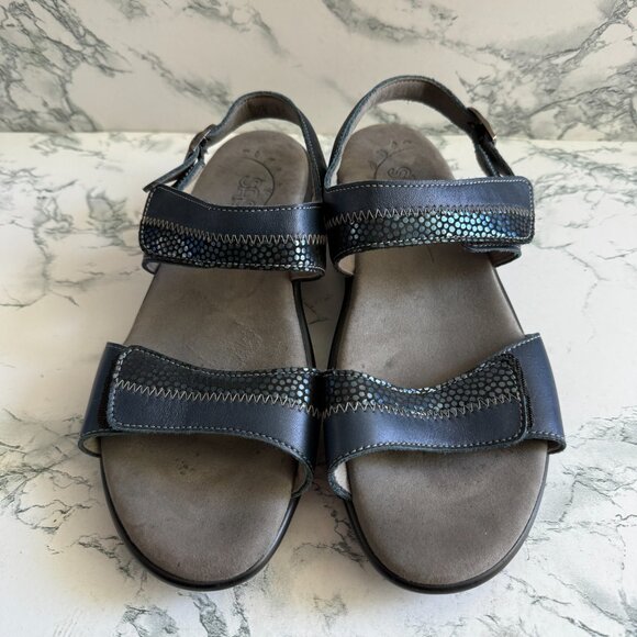 SAS Women 8.5W Nudu Sandal Slingback Tripad Comfort Orthotic Leather Blue Shoe - Picture 2 of 6